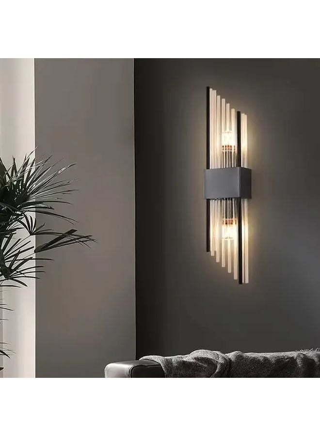Modern Black Crystal Wall Lamp Three Color Variable Light For Bedroom Living Room - Image 5